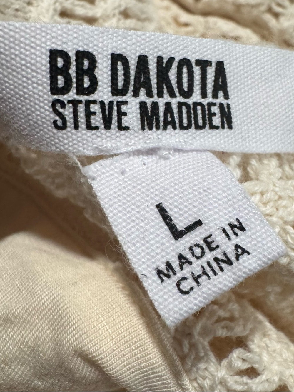 BB Dakota Steve Madden Crochet Maxi Dress Cream Large Boho Beach Coastal Cowgirl - Picture 9 of 9